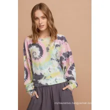 Womens Pullover Tie Dye Top Sweatshirts